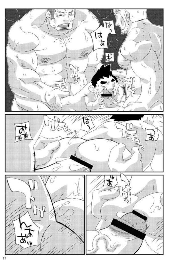 【BLエロ漫画】ガチムチ大工とショタの3Pアナルセックス。 (14)